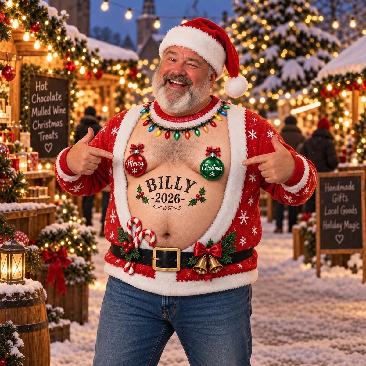 Santa Belly Sweater Fireplace