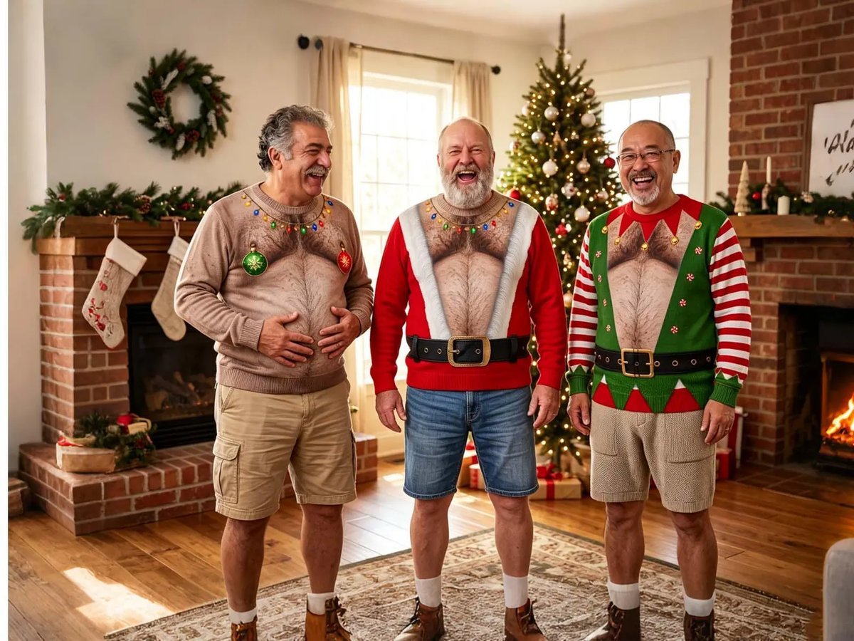 Santa 6-Pack Abs Friends Laughing